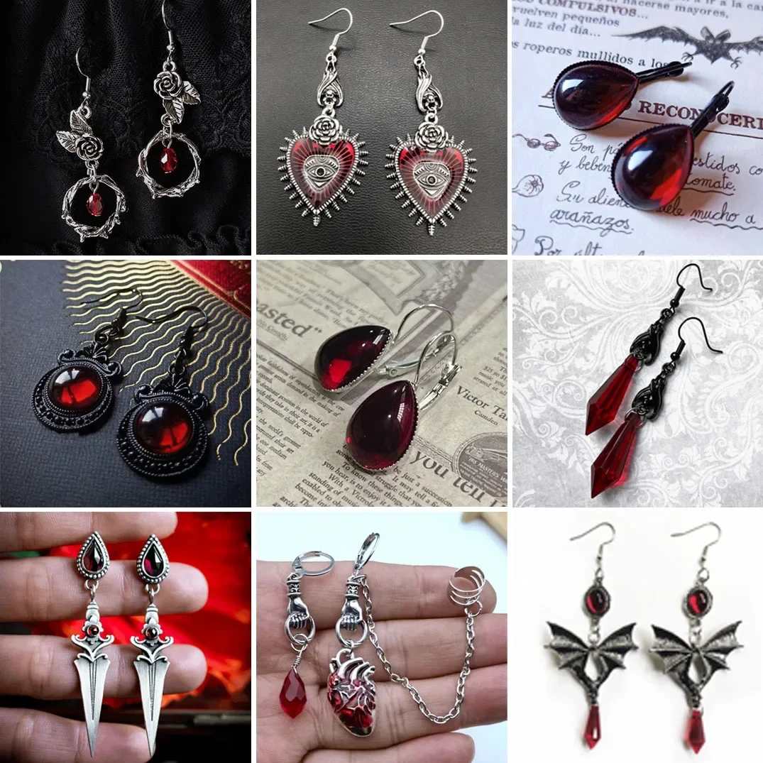 

Vintage Gothic Vampire Witch Black Rose Earrings for Women 2023 Creative Holiday Party Personalized Jewelry Accessories
