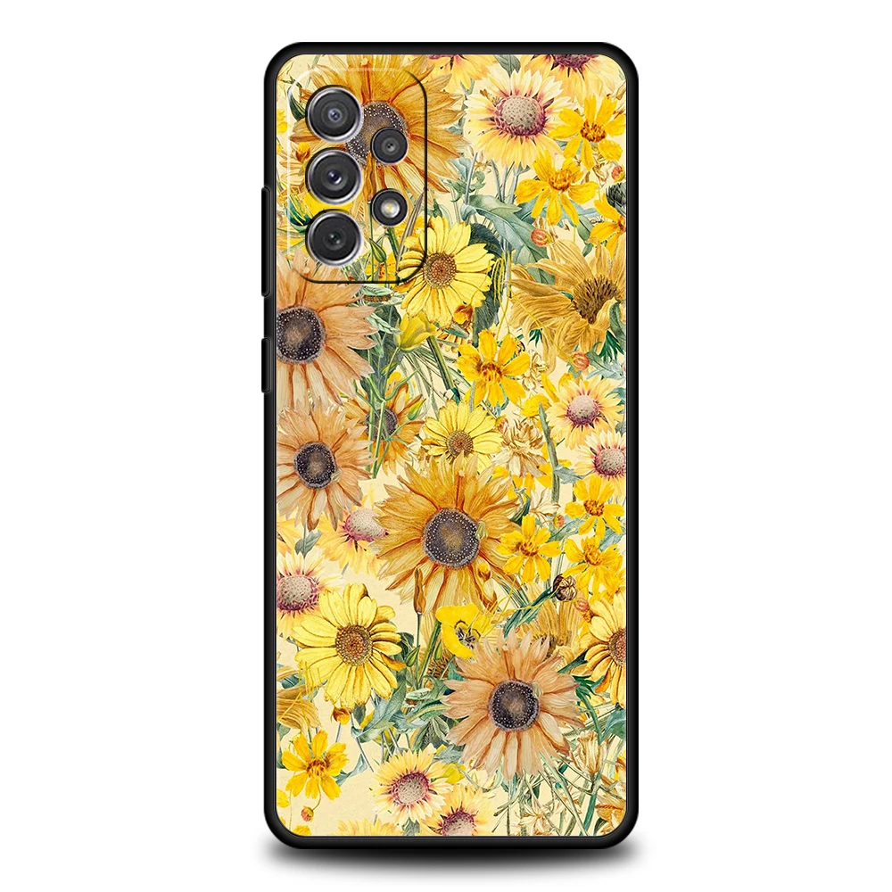 Cute Summer Daisy Sunflower Floral Flower Phone Case for Samsung Galaxy A15 A14 A25 A54 A34 A51 A73 A32 A52 A52S A31 A41 Shell