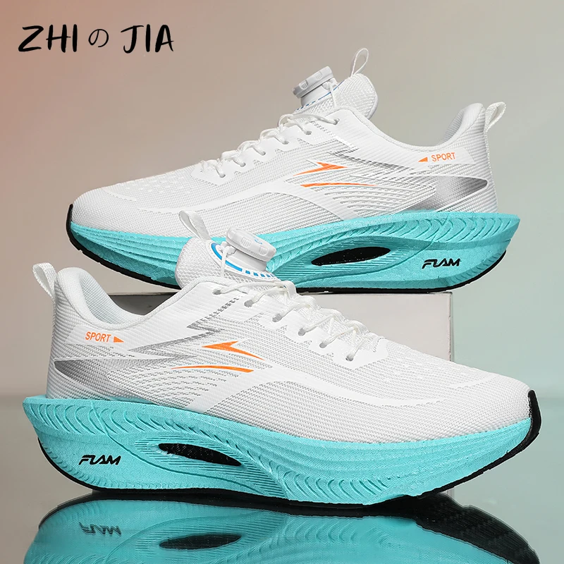 Men's New Rotating Buckle Sneakers Couple Spring Mesh Breathable Sneakers Fashion Thick Bottom Lightweight Running Shoes 34-45