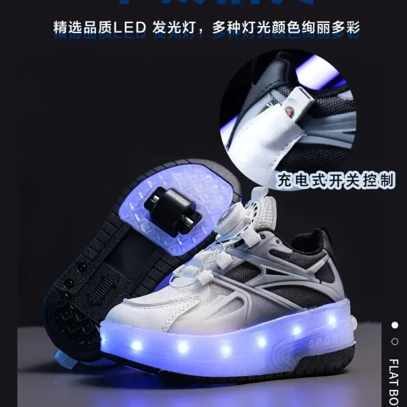 Roller Skate Shoes Kids Fashion Casual Sport 2 Wheels Sneaker Girl Boy Wing Boots Children Birthday Gift Toy Light Up Footwear