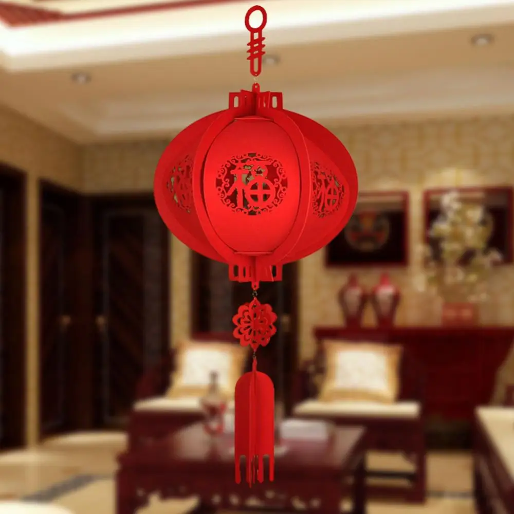 Festival Red 2021 Chinese Lantern Lucky Hanging Pendant Spring Garden Home Decoration Non-woven Fabric New Year Lantern