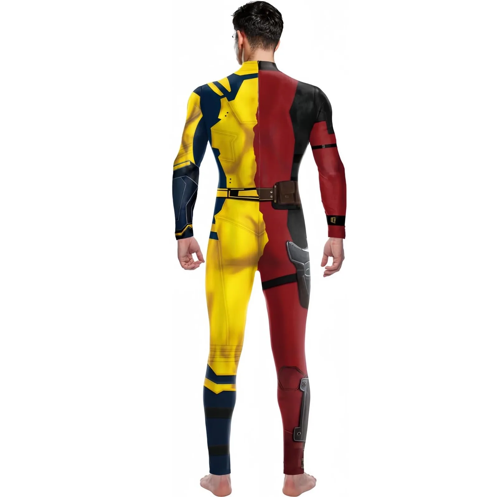 Costumes de cosplay d'Halloween pour adultes, costume de héros Li Zentai unisexe, rouge et jaune, sourire, nouveau, 2024