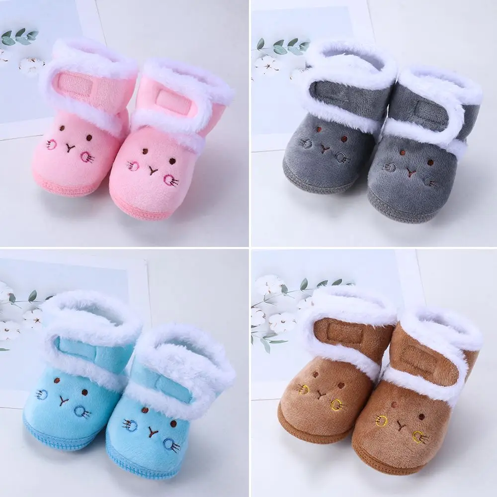 Newborn Anti-slip Soft Toddler First Walkers Infant Print Shoes Baby Snow Boots Warm Velvet