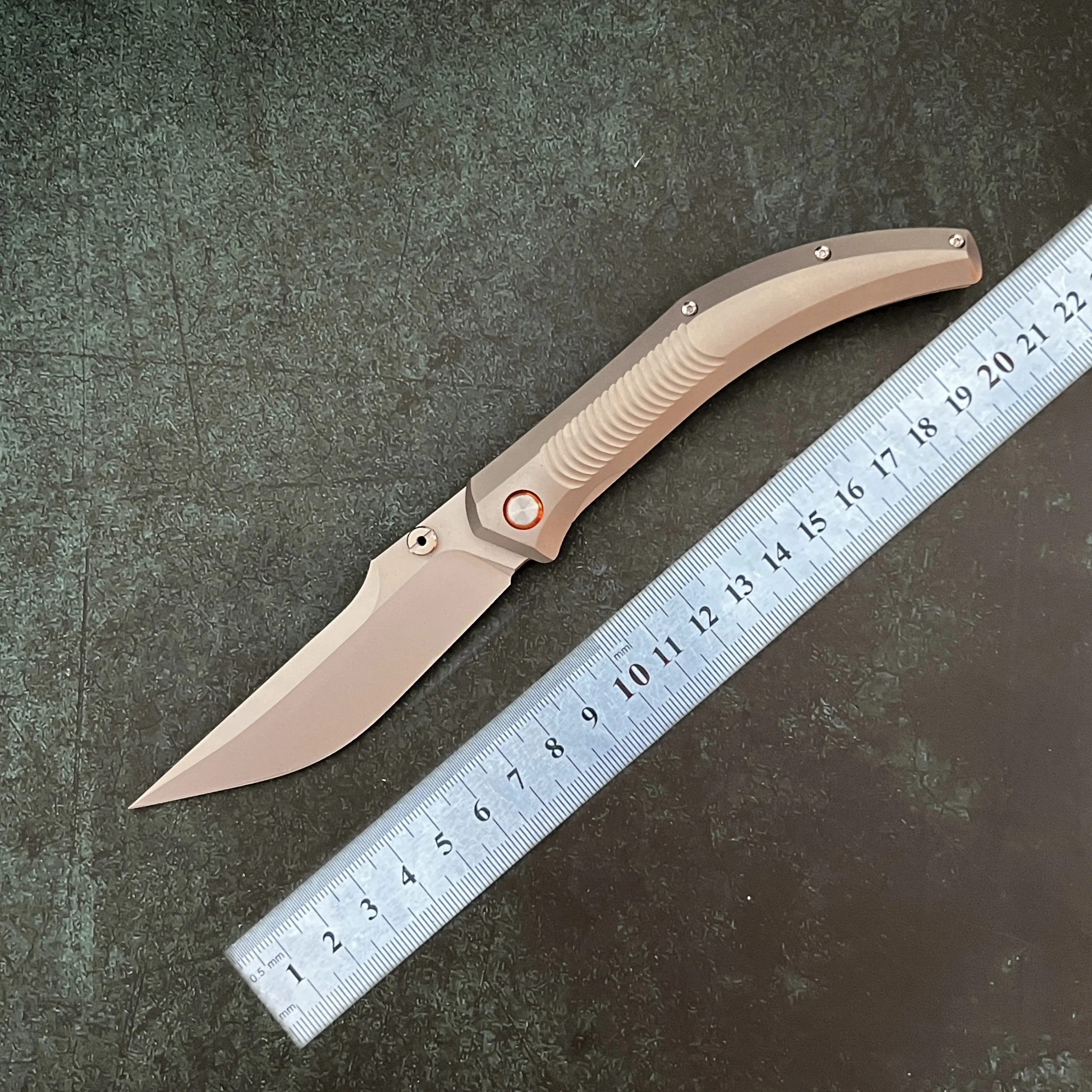 New 14C28N Steel Blade Sandblasted Titanium Alloy Handle Fishing Pocket Survival Camping Collectible Fruit EDC Knife