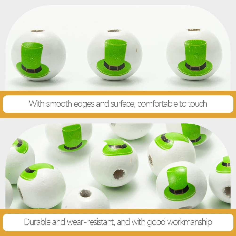 

60Pcs St Patrick Wood Beads DIY Jewelry Crafts Garland Making Beads St Patrick's Day Decoration Accessories Patrick Decoration