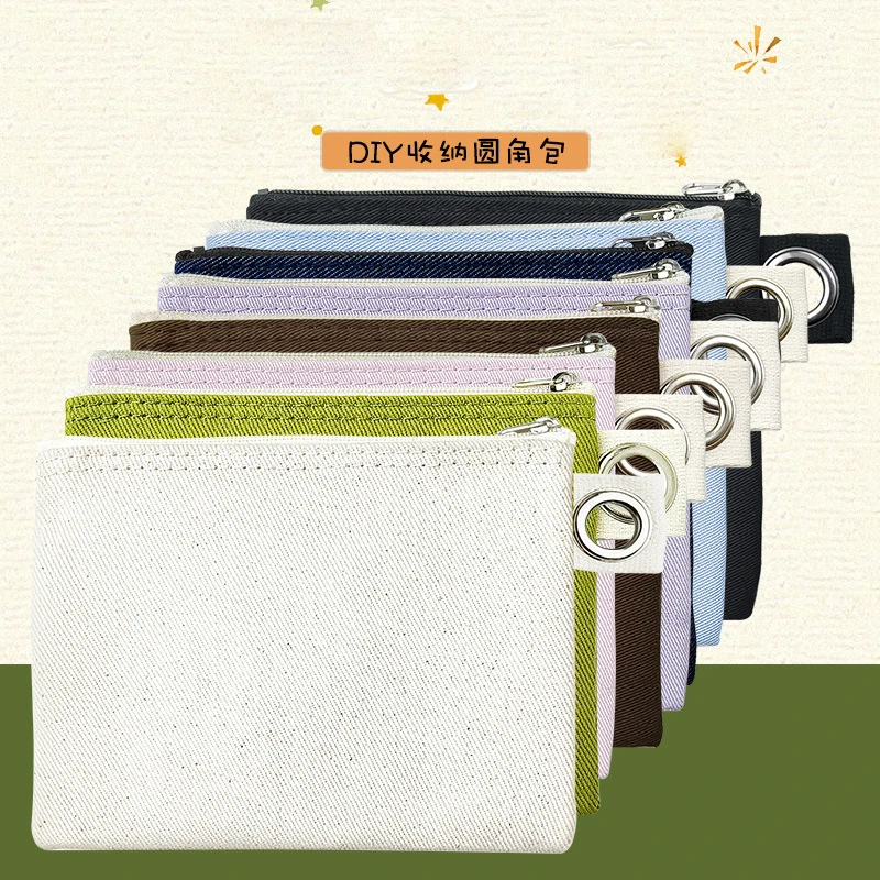 

14pcs Makeup Bags DIY Blank Canvas Colorful Square Short Coin Purses Mix Color 14*12cm