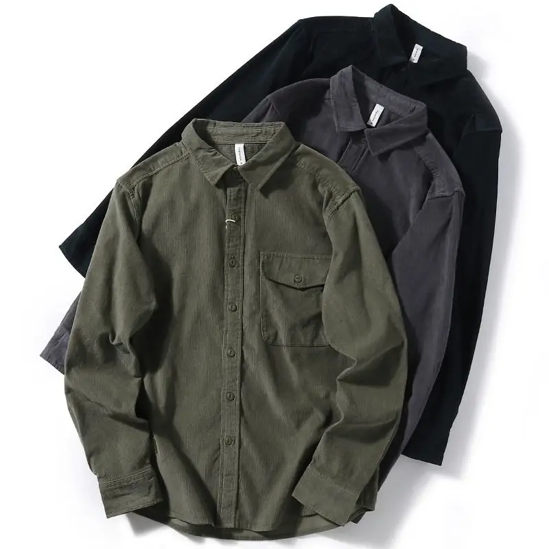 

Мужская вельветовая рабочая одежда в стиле ретро в американском стиле, весенне-осенняя молодежная текстура, тонкая верхняя одежда, повседневная одежда irt Long Sve