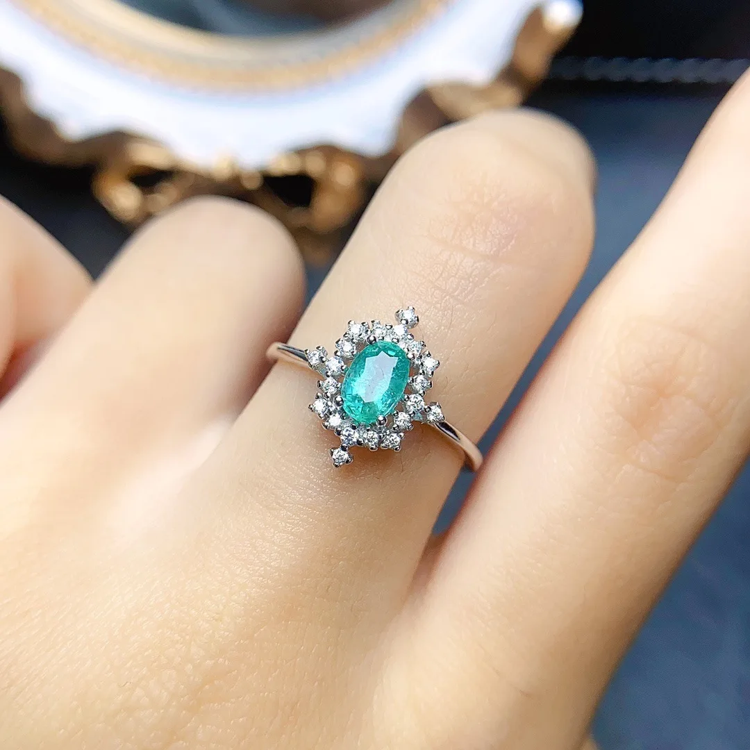 Oval Cut 4*6mm Natural Emerald Ring 925 Silver Women's Gemstone Ring Fresh and Lovely Design Style Best Gift Choice jewelry