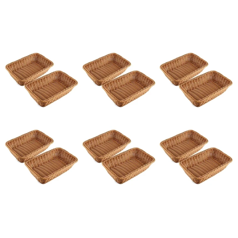 

AFBC 12 Pcs Rectangular Basket For Table Or Counter Display For Bread,Fruits And Vegetables Wicker Baskets For Markets,Bakery
