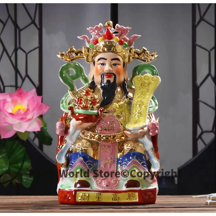 

LARGE # HOME Shop lobby decoration Business Money Drawing Good luck God of Wealth FENG SHUI Color Porcelain art Statue