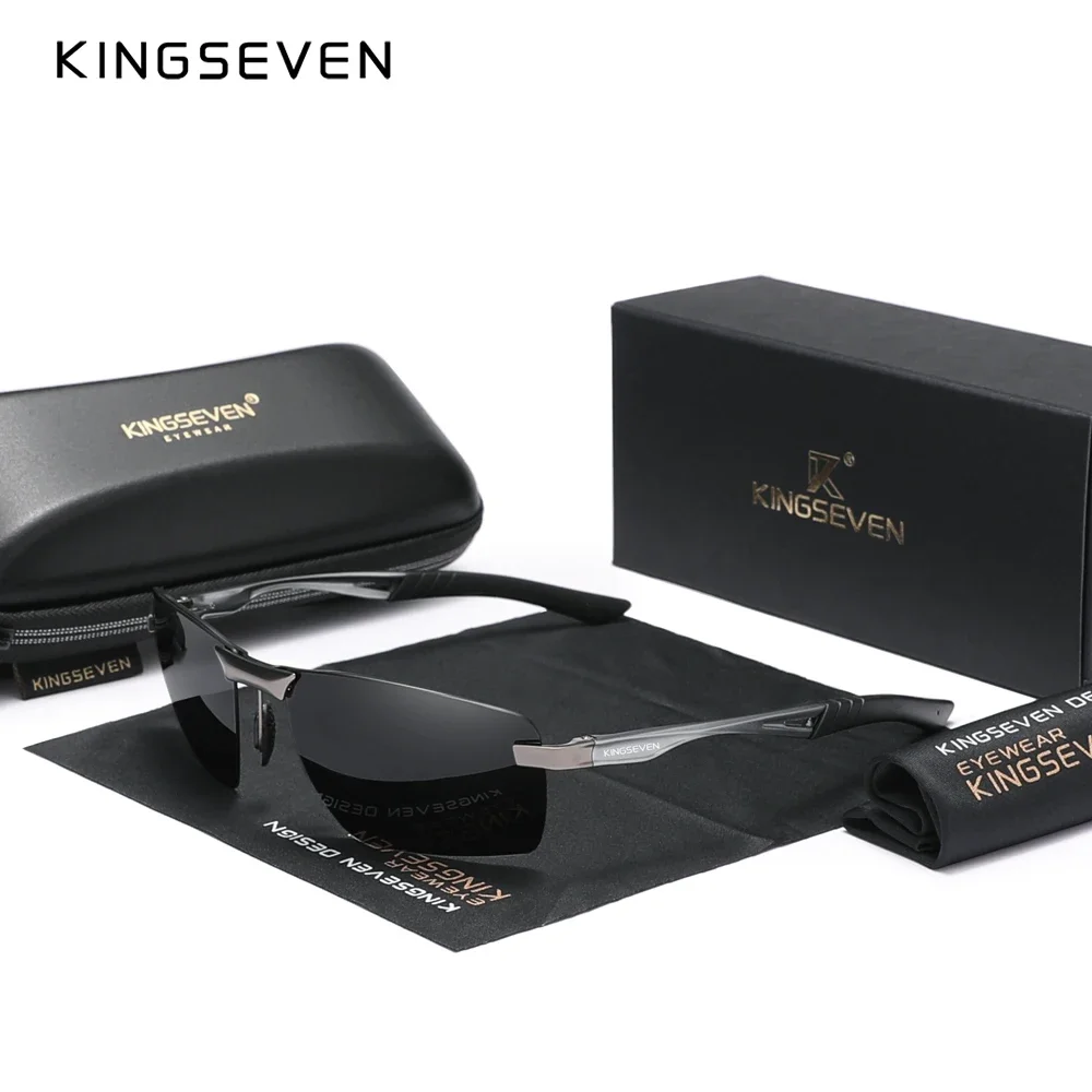 KINGSEVEN Brand Aluminum Frame UV400 Sun Glasses Men\'s Polarized Sunglasses Male Eyewear Fishing Driving Glasses Fishing