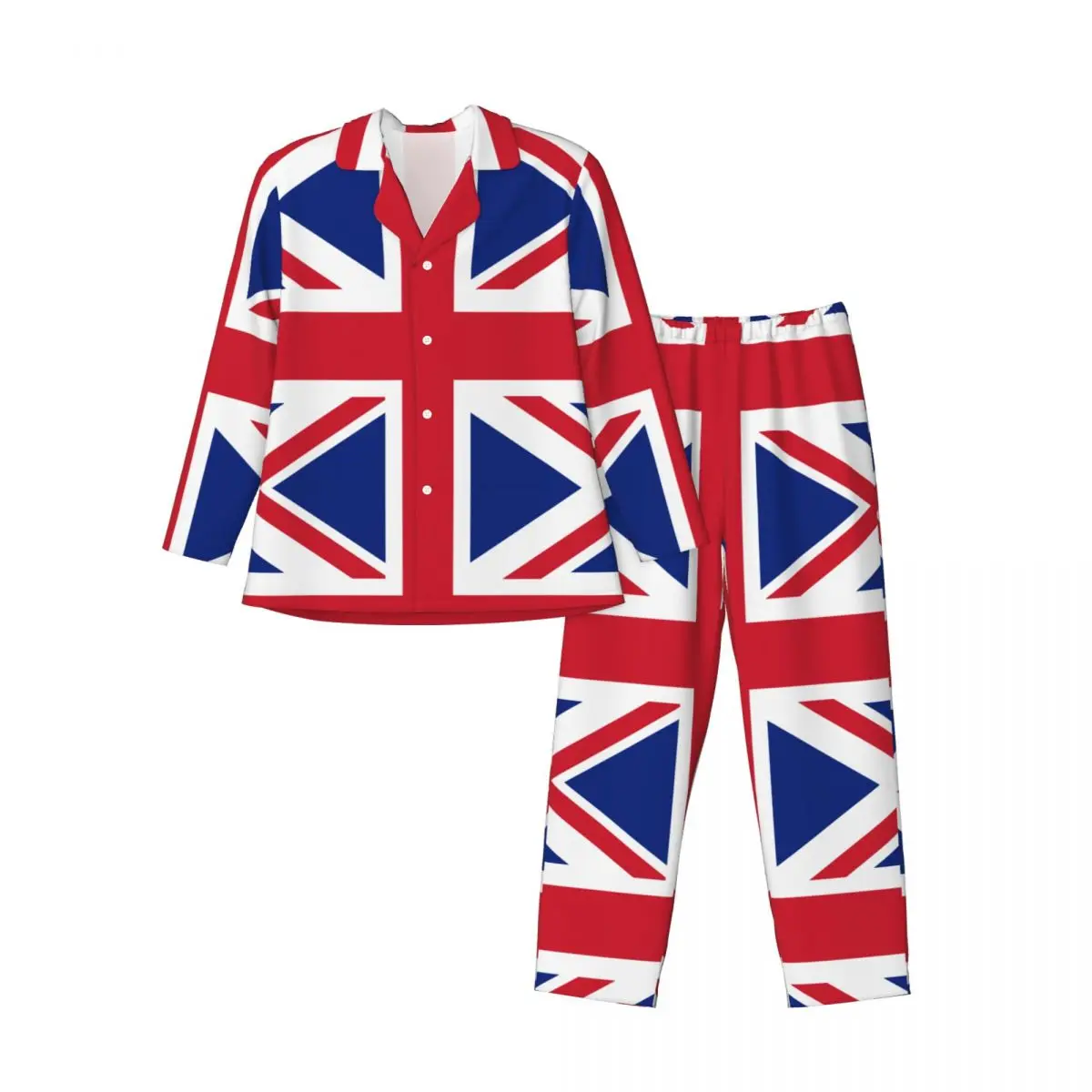 Men's Home Suits Long-sleeved United Kingdom Flag Suits for Autumn and Winter Pajamas for Men