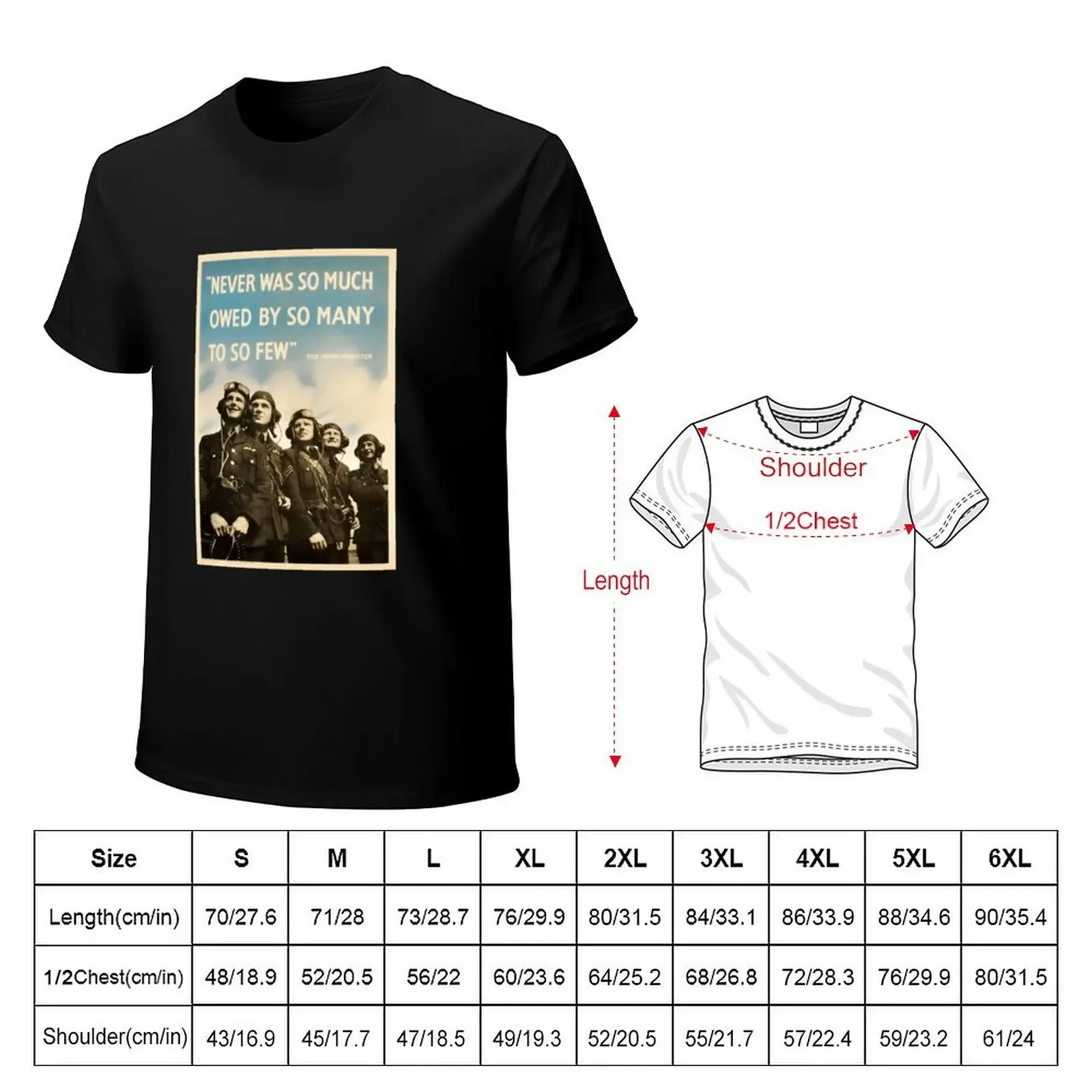 Never Was So Much Owed By So Many To So Few - WW2 Poster T-Shirt summer tops heavyweights anime cute tops mens clothing