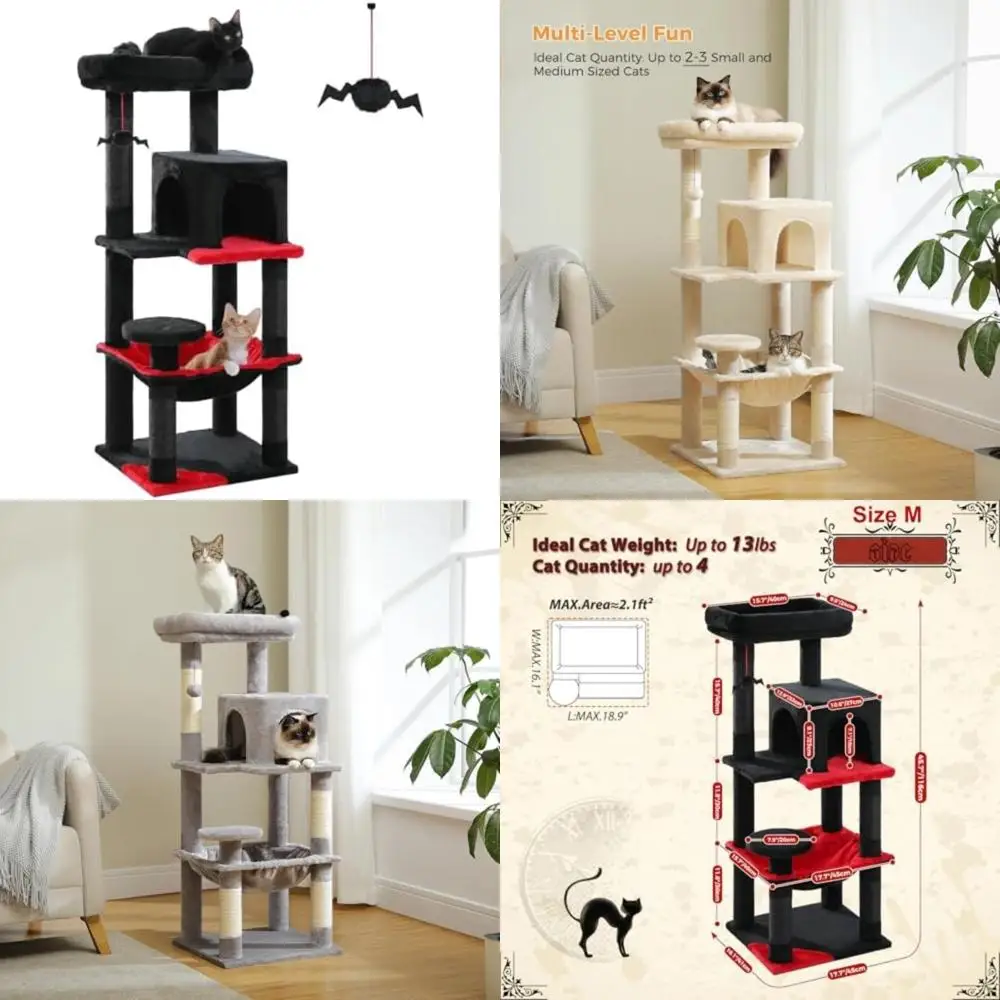 

Multi-Level Cat Tree with Scratching Posts and Cat Scratcher Tower for Climbing and Resting