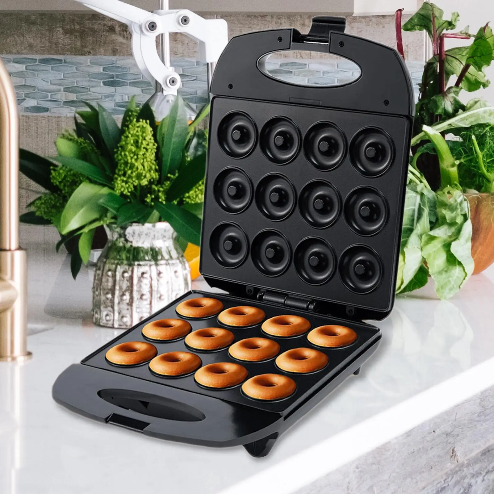 Donut Maker Machine Nonstick with Indicator Light Waffle Doughnut Machine for Commercial Use Coffee Shop DIY Breakfast