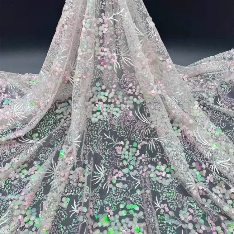 

Ткань из сетки с вышивкой пайетками в виде виноградных гроздей для шитья своими руками, аксессуаров для платьев, кружевной одежды, модной ткани, продается на метры