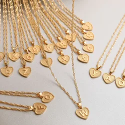 A-Z Initials Name Heart Pendant Necklaces for Women 26 Letter Alphabets Necklace 2023 Female Choker Chains Jewelry Trendy Gift