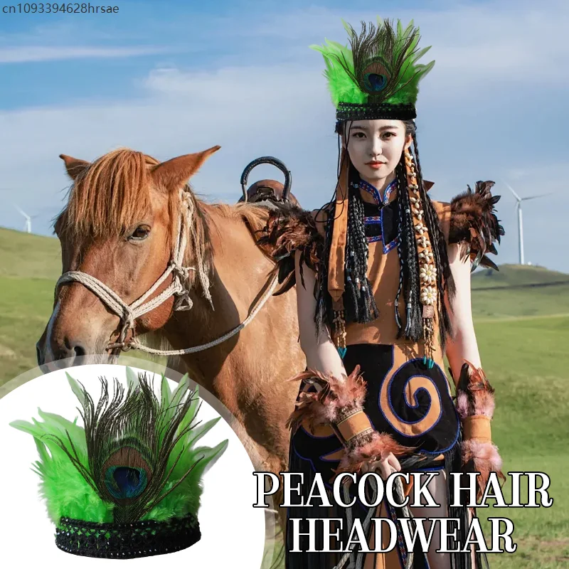 قبعة رئيسية هندية لمرحلة الأداء، أغطية رأس من الريش، أغطية رأس للمهرجانات، تاج شعر فاخر، مرحلة الرقص، ربطة شعر على المنصة