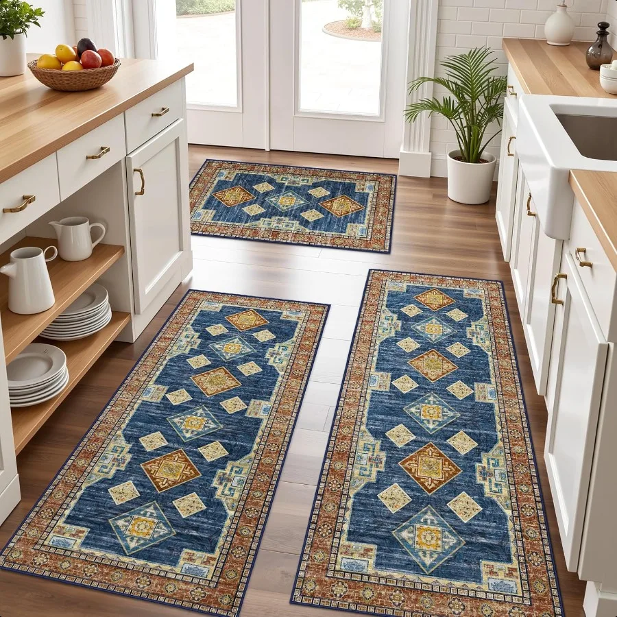

100 Non Slip Kitchen Rugs Sets of 3 Washable Boho Kitchen Mats for Floor Farmhouse Kitchen Rug Soft Runner Rug for Hallway Lau