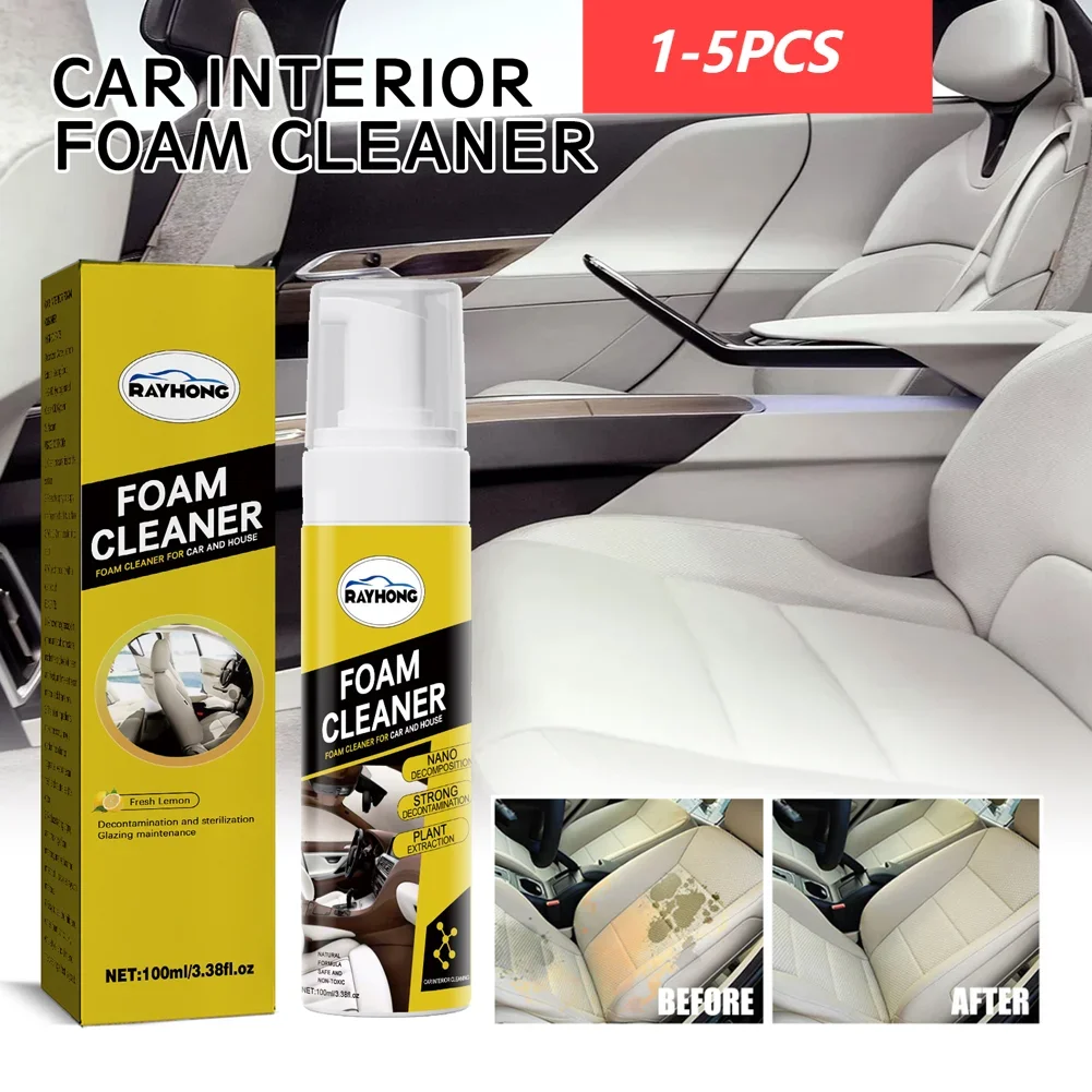 

1-5PCS Multipurpose Foam Cleaner for Car Seat Steering Wheel Rinse-Free Car Interior Home Foam Cleaner Home Cleaning Foam Spray