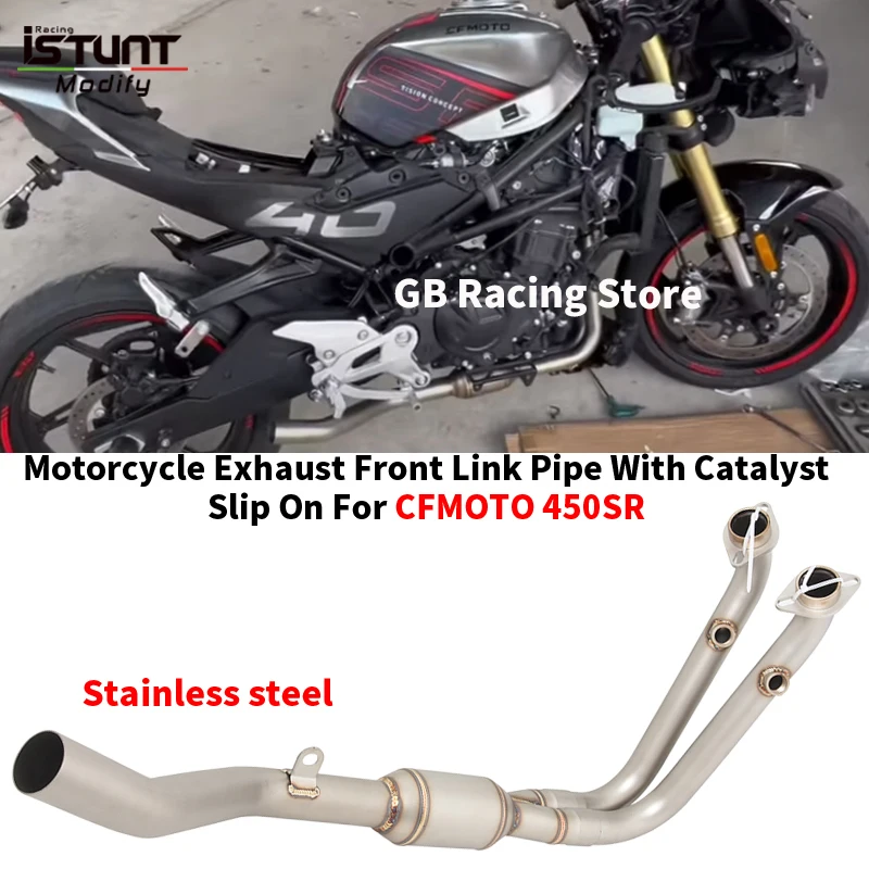 

Slip For CFMOTO 450SR 450 SS NK 2022 2023 Motorcycle Exhaust Escape Moto Full Systems Modify Front Mid Link Pipe