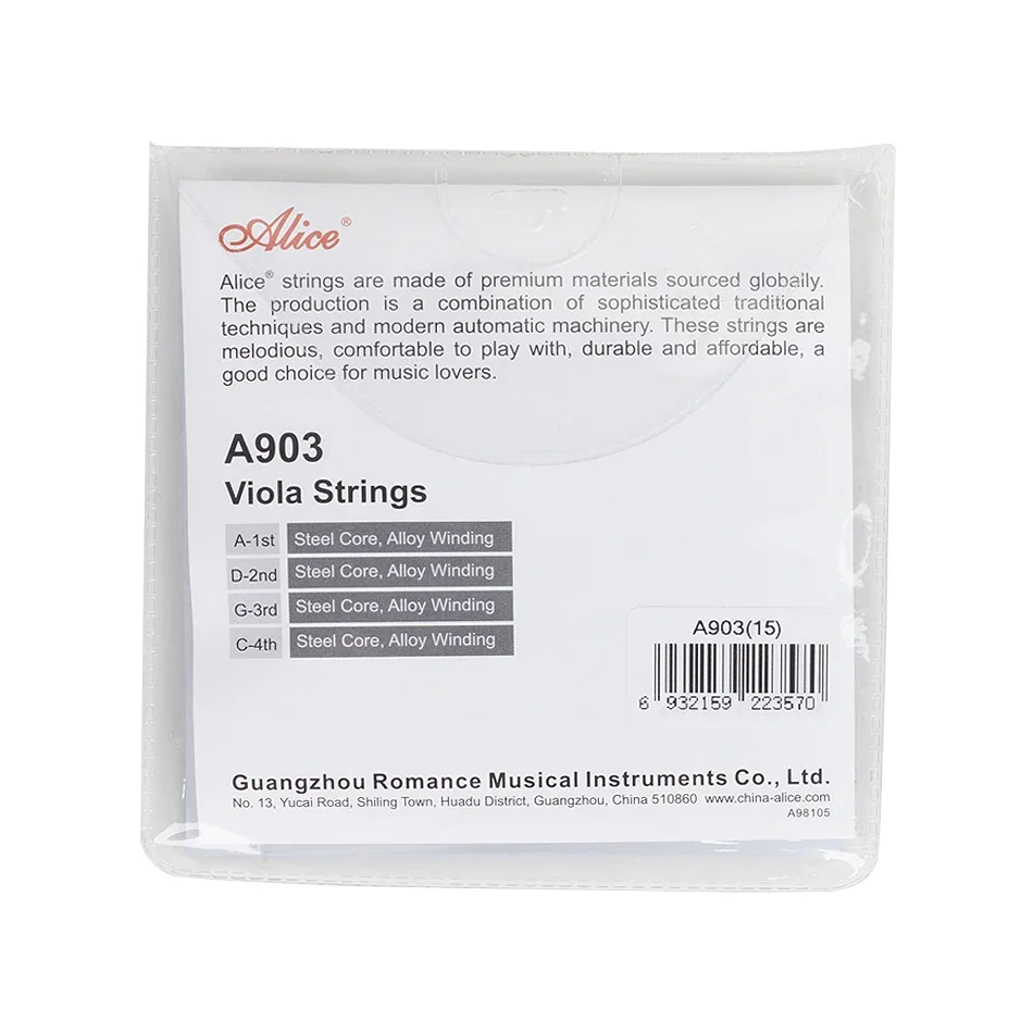 Alice A903 Viola Strings Steel Core Alloy Winding 1 Set for 16\