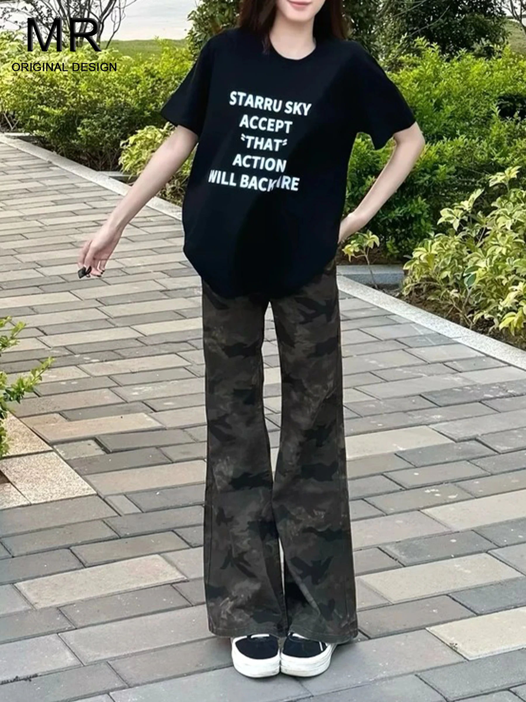 

Женские джинсы-клеш с низкой талией, камуфляжные, в американском стиле, облегающие, сексуальные, ретро, расклешенные брюки, повседневные, весна-лето