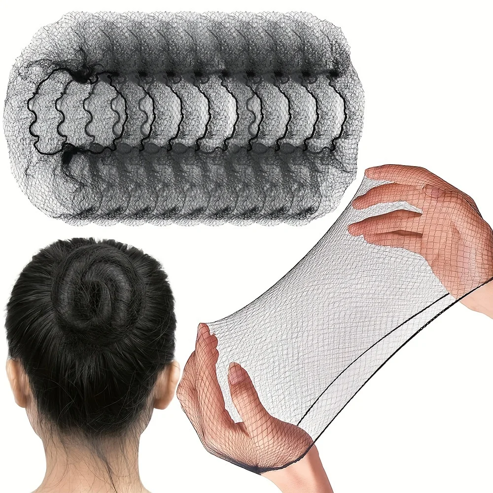 40 Stück 20 Zoll Elastische Unsichtbare Haarnetze Stretch-Mesh für Catering, Ballett-Dutt, Schlafhaarnetze, Damenperücken, Haarpflege und Styling-Zubehör – Detail 6