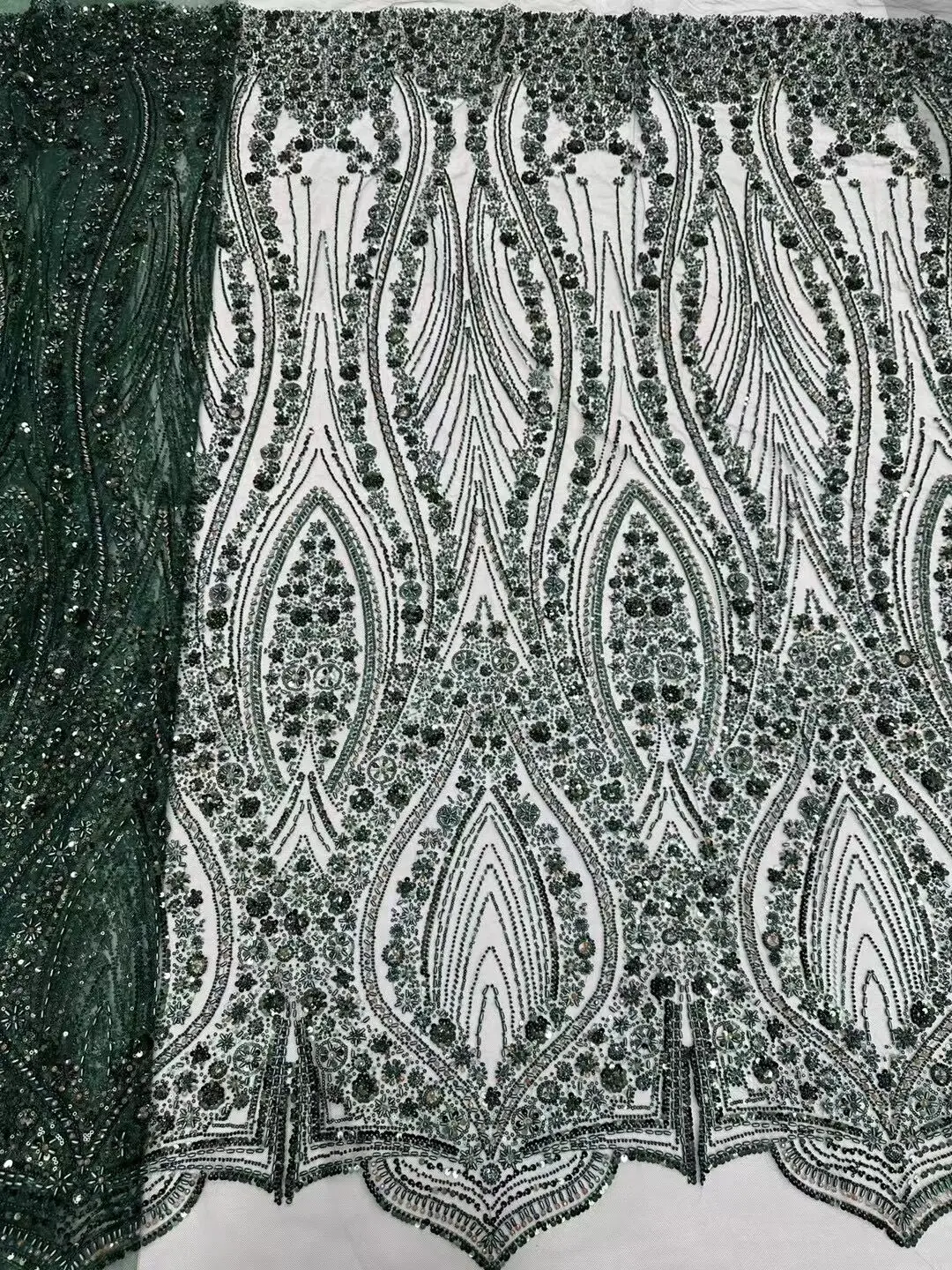 

ZH-1308822 High Quality Lace beads African Lace Fabric With Sequins Lace Fabrics For Wedding