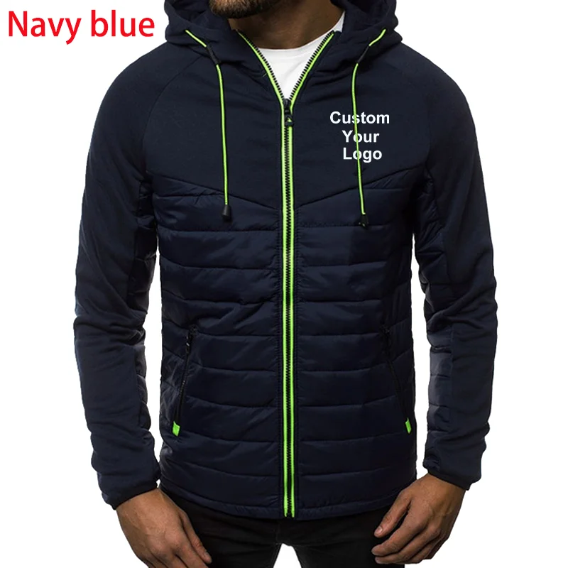 Fashion Mens Custom Your LogoHoodie Jackets Casual Sports Hooded Jacket Zipper Warm Jacket Clothes Coat