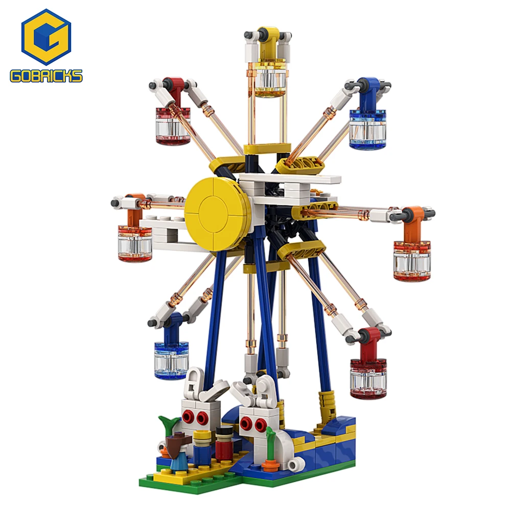 MOC Moon Rabbit Ferris Wheel Building Blocks Creative Idea Assemble Bricks Collection Model Children Kids Birthday Christmas Toy