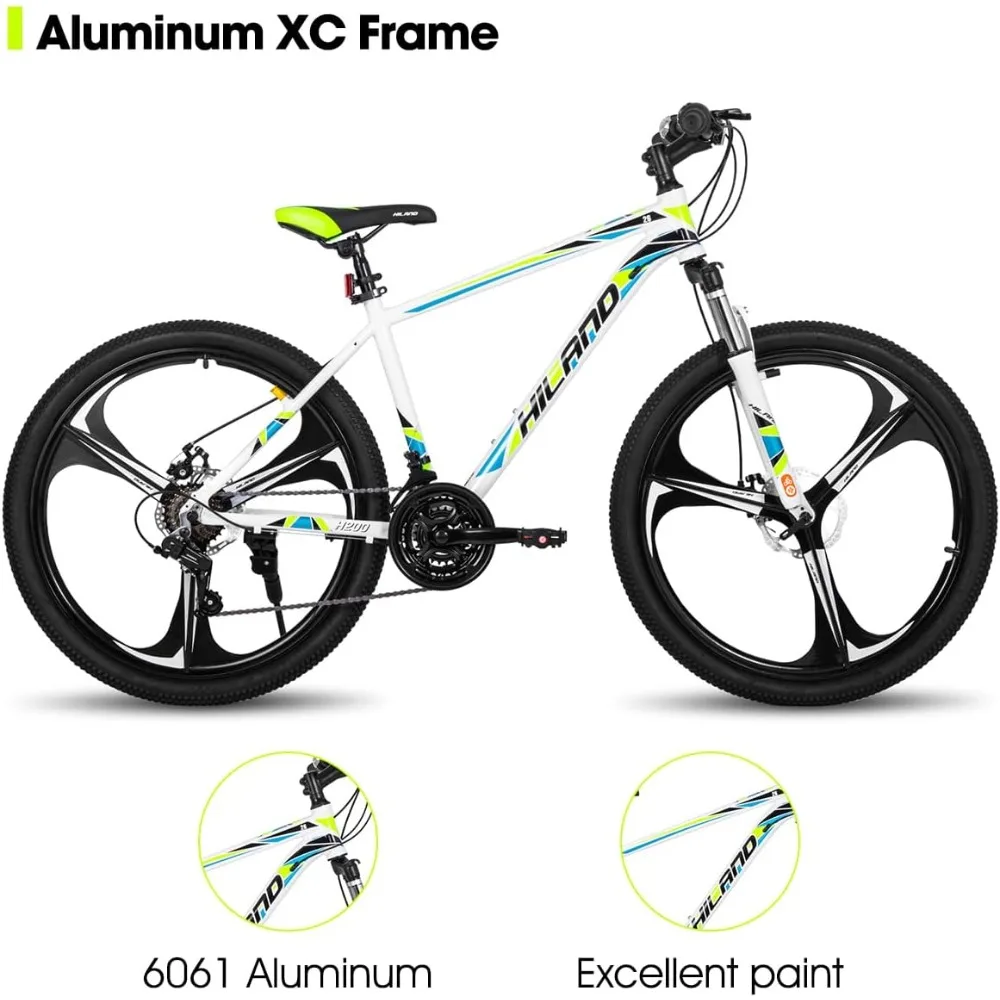 3/6/Multi-Spokes, 21 Speeds Drivetrain, Aluminum Frame 26 Inch Wheels, Disc-Brake Bike for Men Women Men's MTB Bicycle