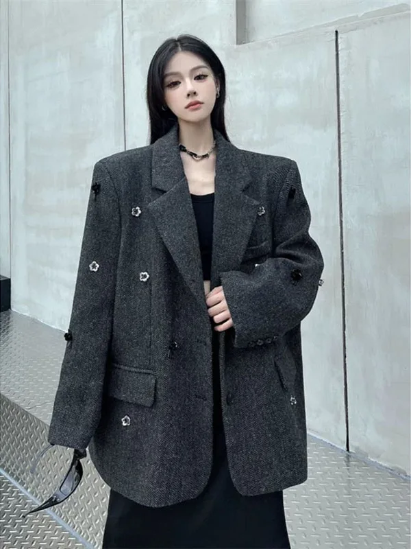 

Большой размер 300, блестящий костюм Jaet, свободный утягивающий модный топ для женщин, удобный теплый длинный свеч, деловой повседневный