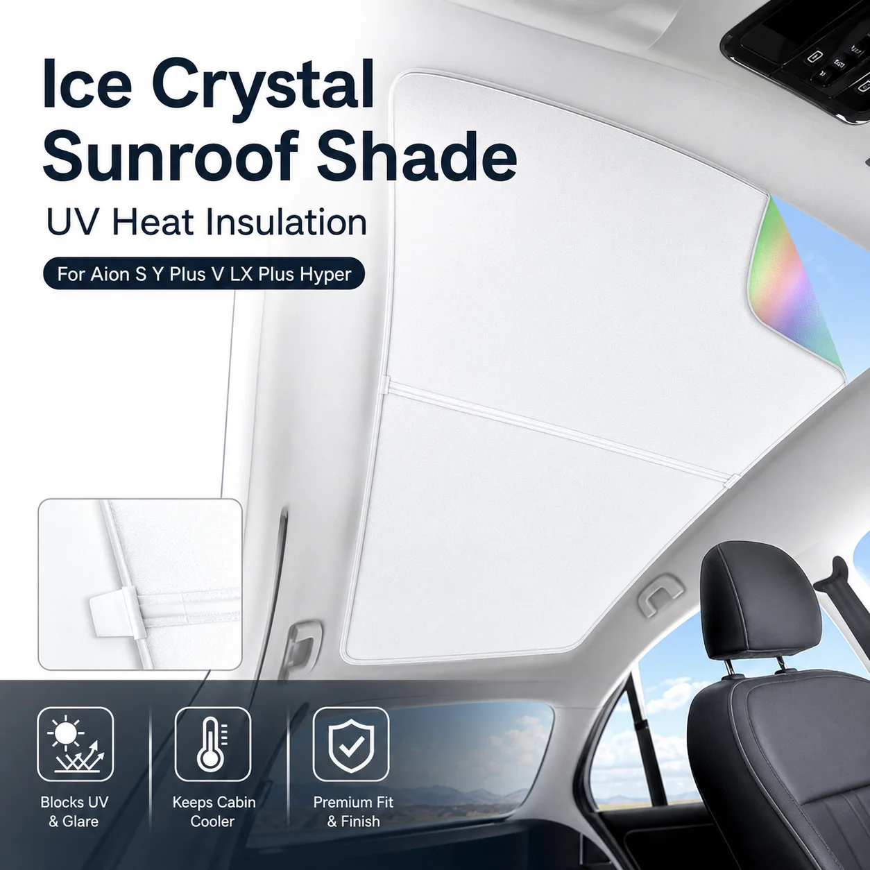Ice Crystal Panoramic Sunroof Shade UV Heat Insulation For Aion S Y Plus V LX Plus Hyper Car Interior Accessory