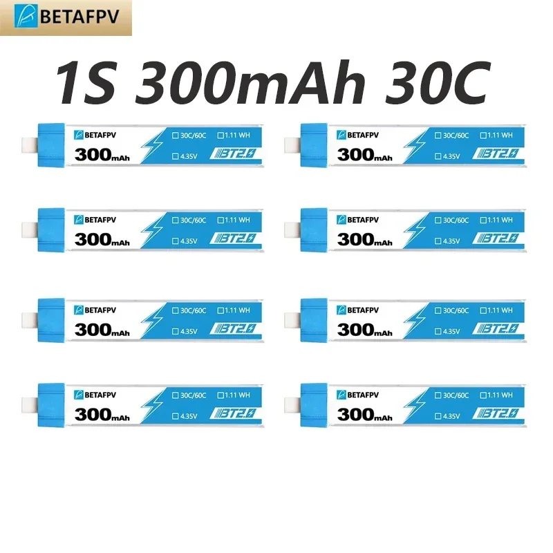 

8 шт./лот BETAFPV BT2.0 1S 300 мАч аккумулятор 4,35 В 30C/60C Lipo для Cetus FPV Googles Tiny Whoop Drone Meteor65