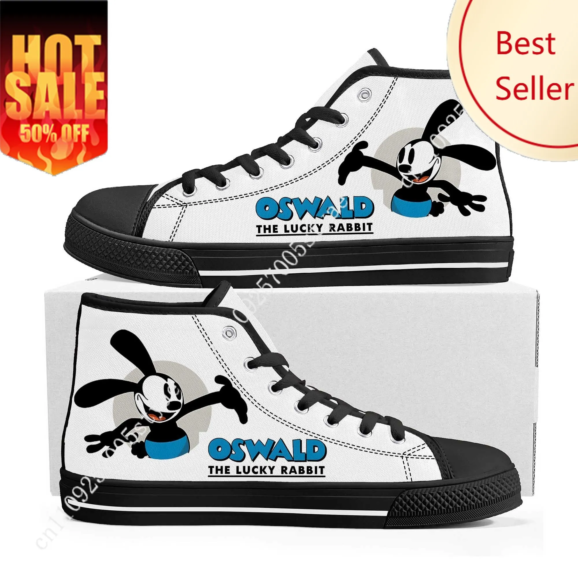 

Oswald the Lucky Rabbit High Top Sneakers Disney Cartoon Movie DIY Decorate Shoes Design Your Party Holiday Gifts Custom Shoe