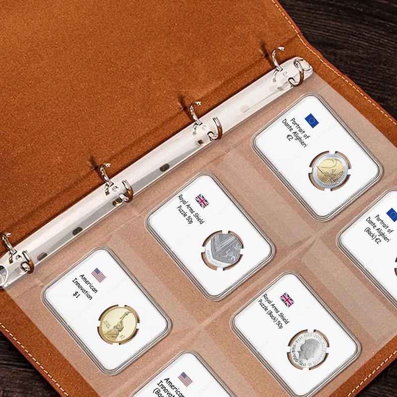 6 Pocket Coin Pages Standard 9-Hole 10PCS Plastic Coin Holders Stamp Collector Supplies for Coin Stamp Currency Collection