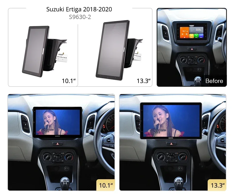 1920*1080 Nano Ownice Android10.0 for SUZUKI WAGON R 2019 Car Radio Video Audio 13.3'' IPS Rotatable 360 6G 128G Tesla Style