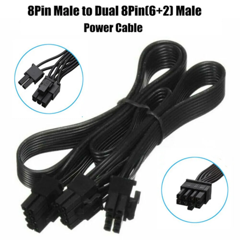 60cm 18AWG 8 Pin Male to Dual 8Pin(6+2) Male PCI-E Video Graphics Card Power Cable GPU Power Extension Cable Cord