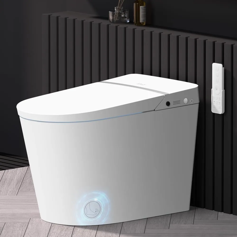 Smart Toiet with Tank and Bidet Built In,Auto Open Close,Blackout Flush,Auto Flush,Heated seat,Foot Sensor Operation