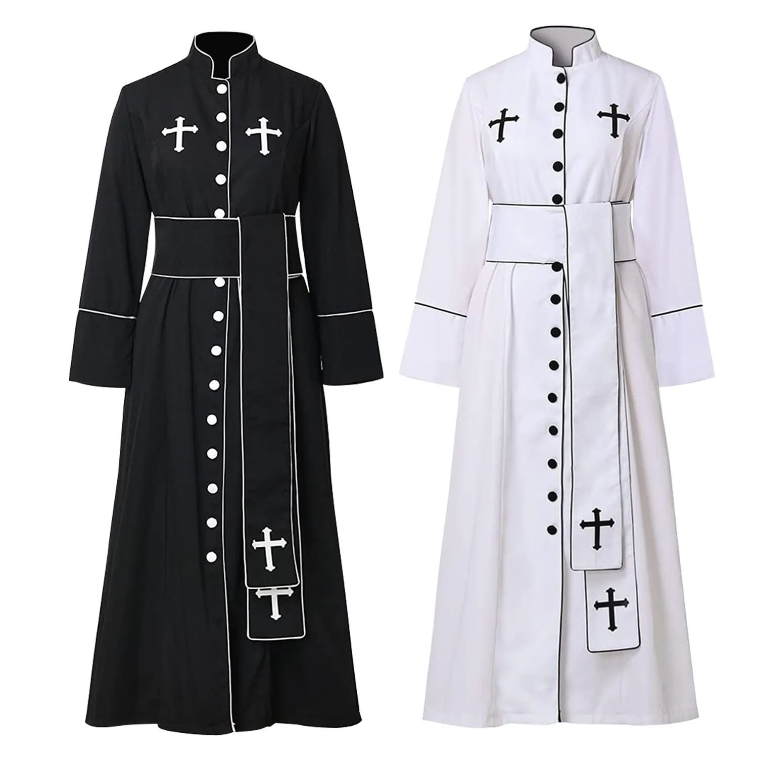 

Adult Unisex Priest Costumes Religious Pastor Father Cosplay Costumes Halloween Purim Party Priest's Robes Fancy Cosplay Dress