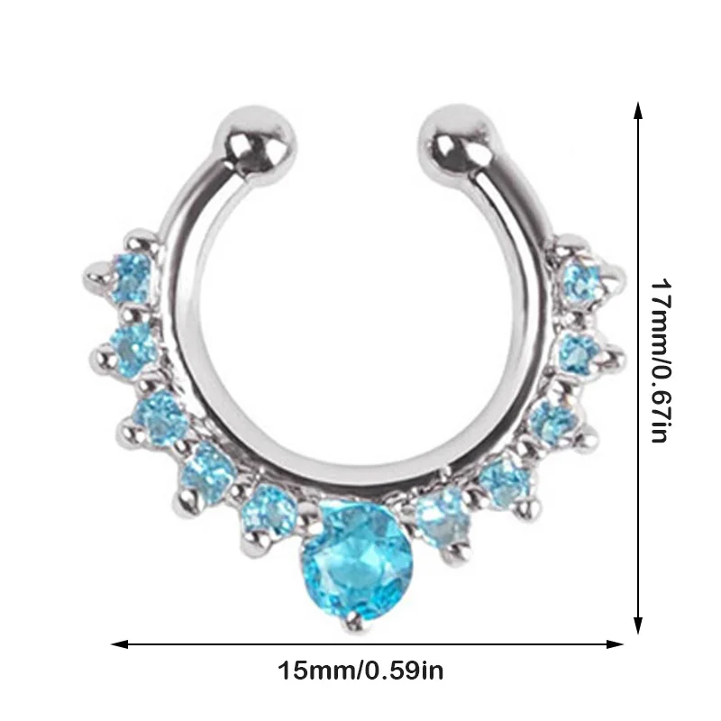 Réinitialisation de cristal de faux anneau de piercing antarctique, cerceau de piercing antarctique, septum, acier inoxydable, bijoux de corps non percés, 1PC