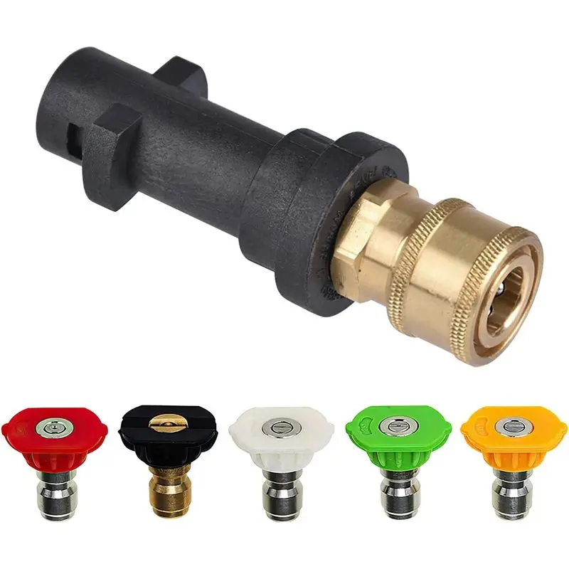 Pressure Washer Adapter for K2 K3 K4 K5 K6 K7, Karcher Quick Connect Adapter with 5 Power Nozzle Tips Multiple HJ