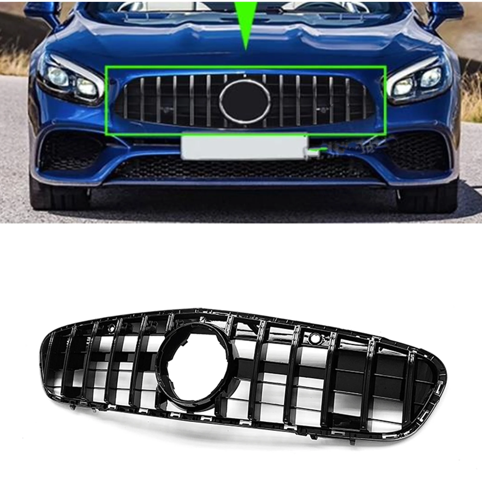 Car Upper Bumper Front Grille Racing Grill Hood Mesh For Mercedes Benz R231 SL550 SL63 2017-2023 GT GTR