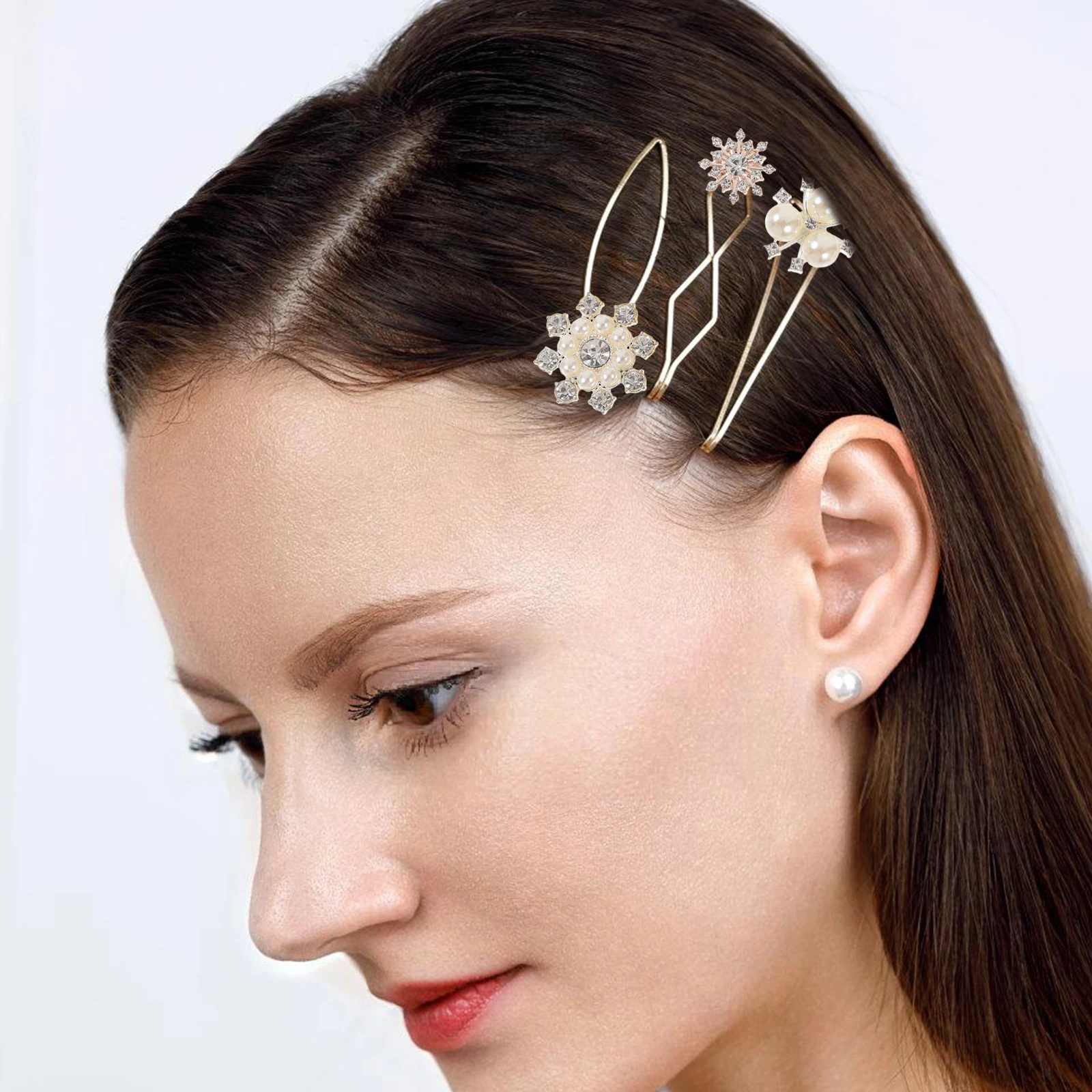 

40pcs Bridal Hair Accessories Silver Gold Rhinestone Charms Metal Alloy Embellishments Craft Supplies Jewelry Making Flatback
