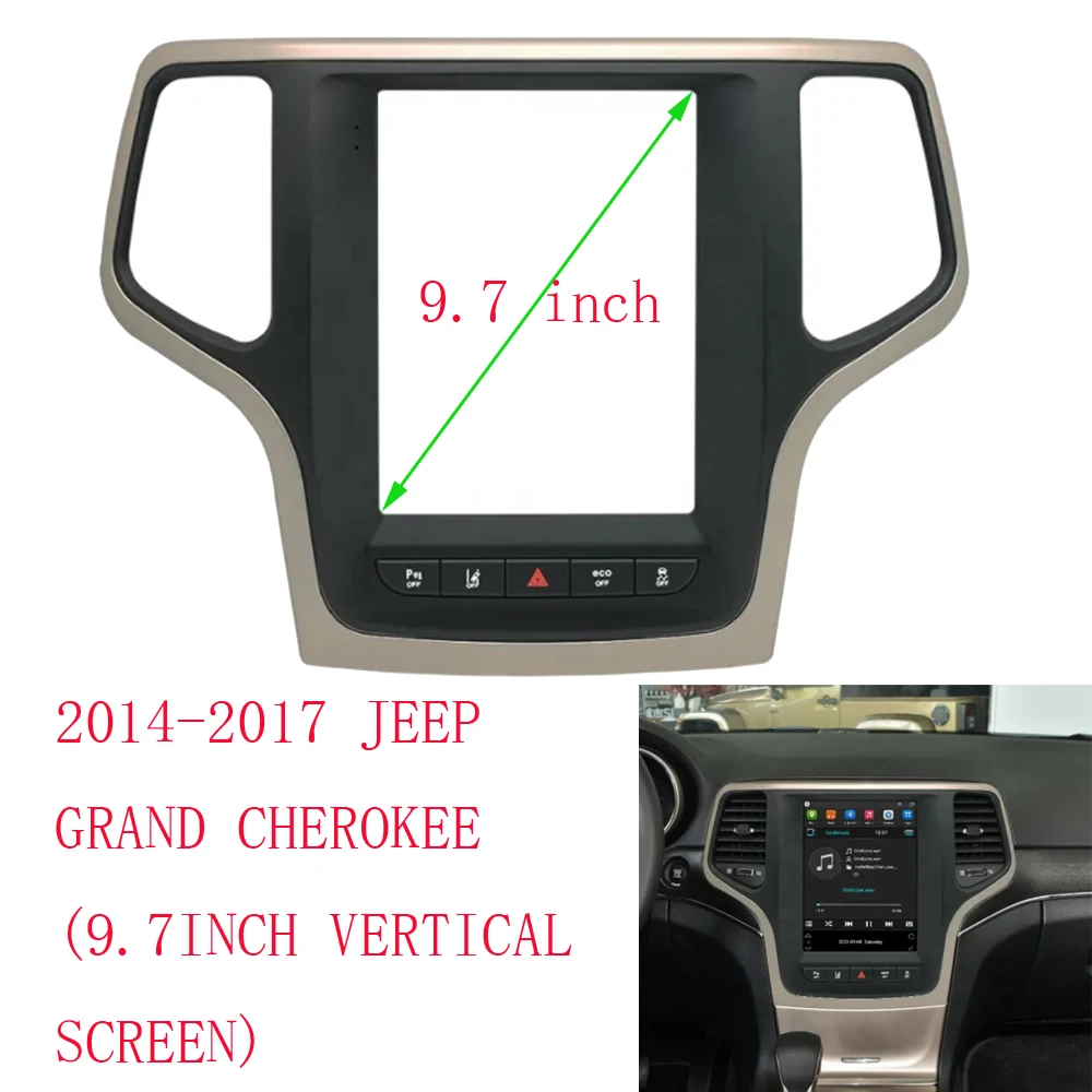 9.7 INCH Car Frame Fascia Adapter Android Radio Dash Fitting Panel Kit For Jeep Grand Cherokee 2014-2017 adapter canbus