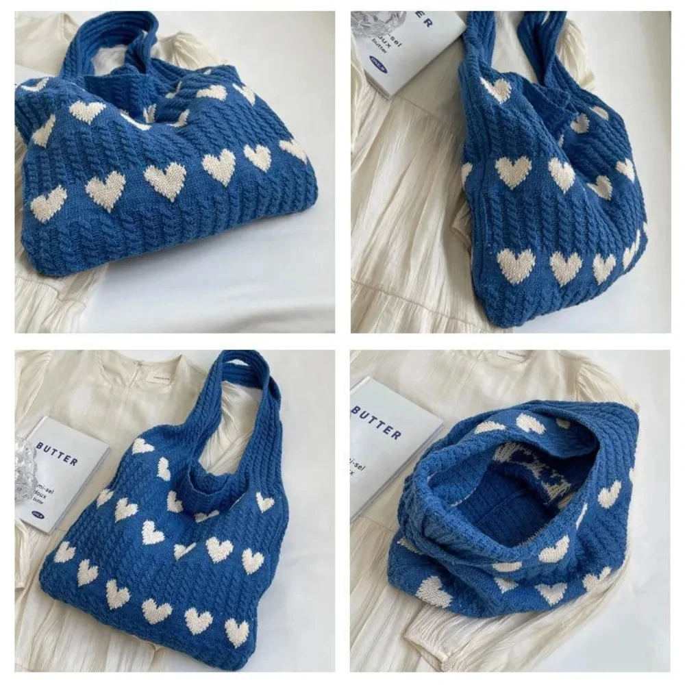 1 bolso nuevo tejido para mujer, bolso tejido de lana hecho a mano de verano para mujer, bolso de hombro de amor