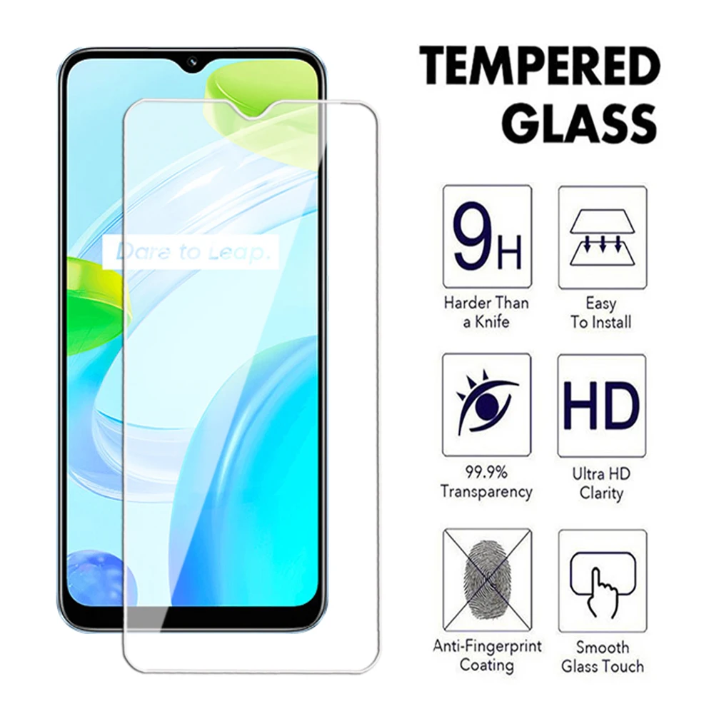 Transparent Screen Protector For Realme C20 C21 C25 C51 C53 C55 C30 C31 C33 C35 Tempered Glass For Realme C30s C25s glass Film