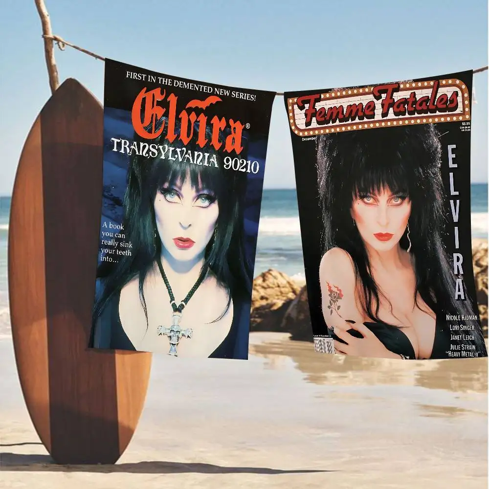 Horror Film E-Elvira M-Mistress D-Dark Anime Beach Swimming Towel Soft Absorbent Washcloth Gifts for Kids Travel Camping Gym