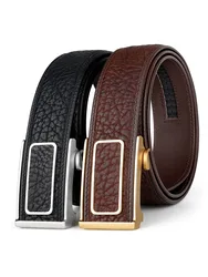 Leather belt cowhide trousers belt men's leather high-grade automatic inner buckle business casual